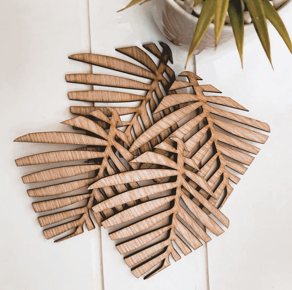 Palm Leaf Puzzle Coasters - 4 Coasters
