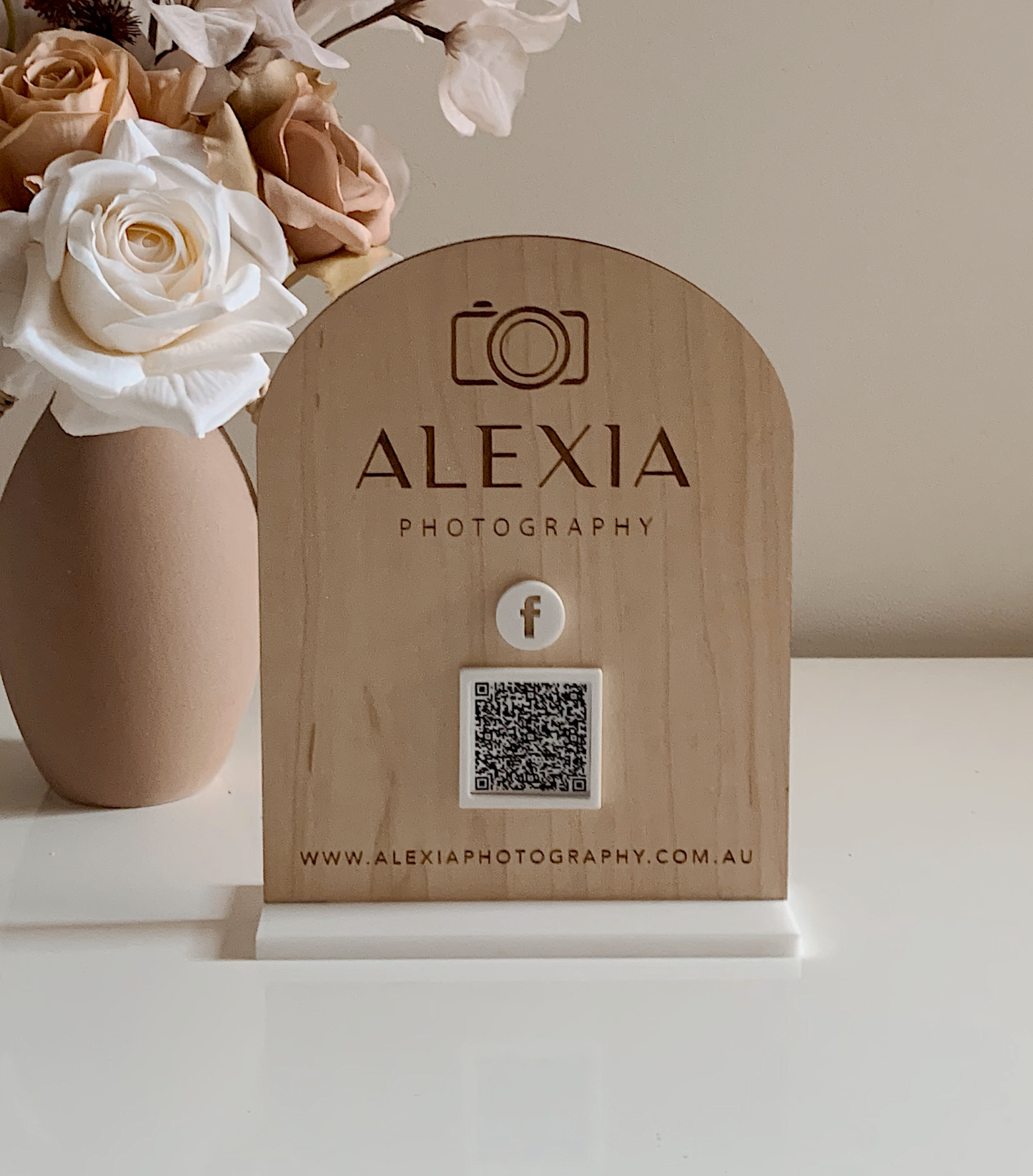 Basic Etched Timber QR Sign