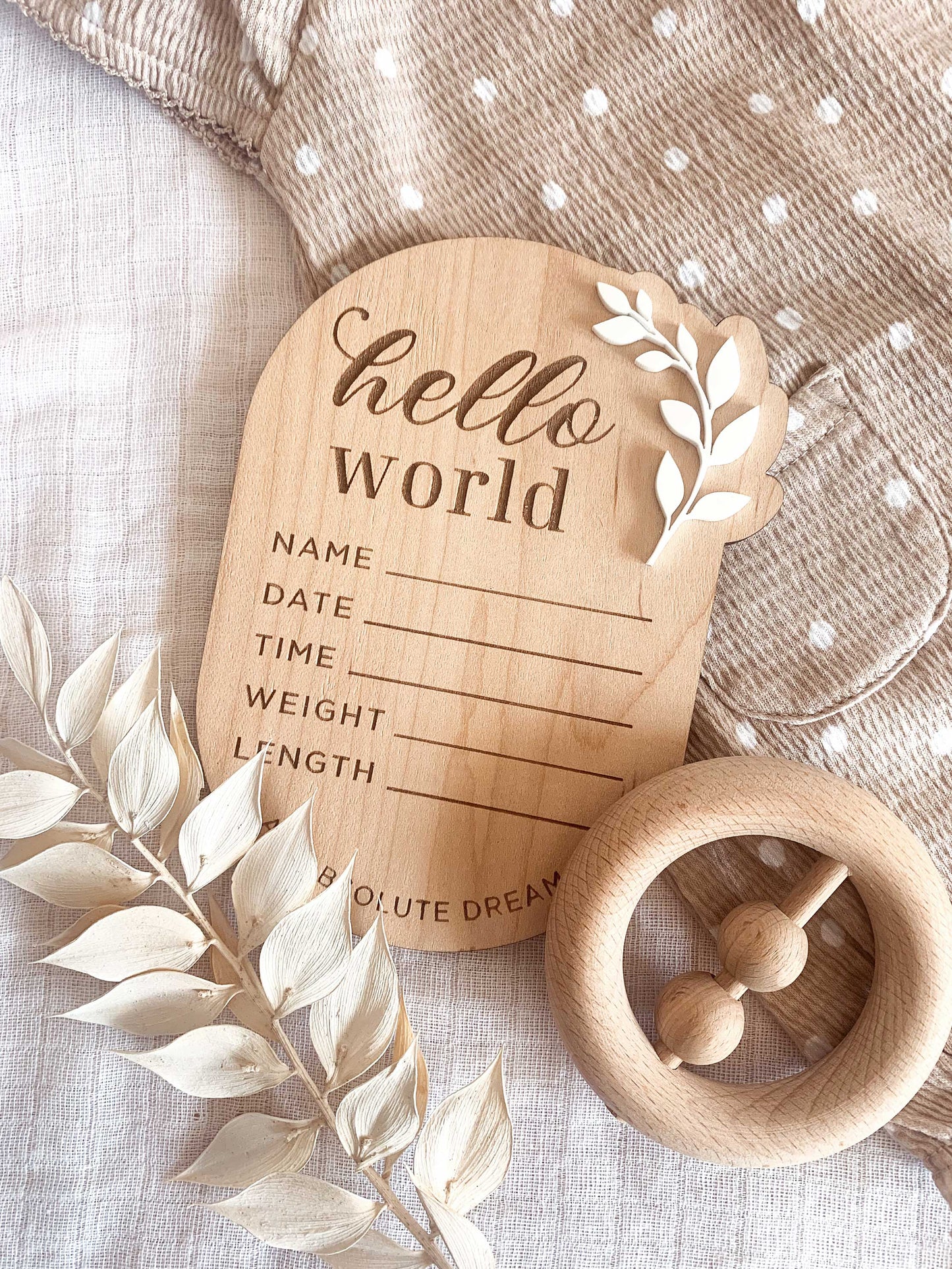 Hello World Leaf Announcement Plaques - Bulk Order