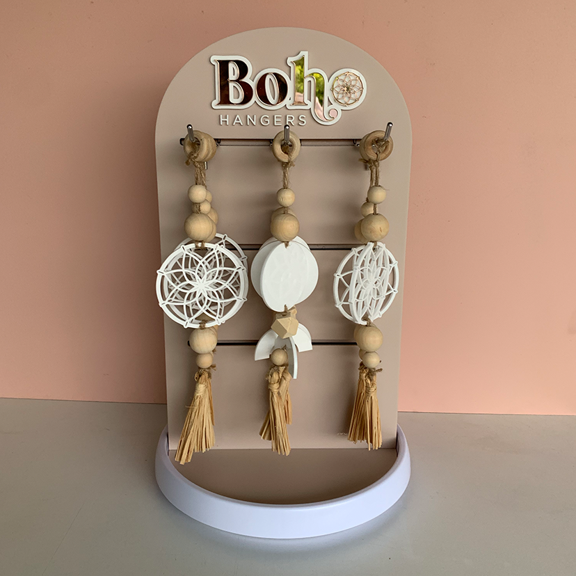 Rotating Display Stand with hooks - Timber or Acrylic