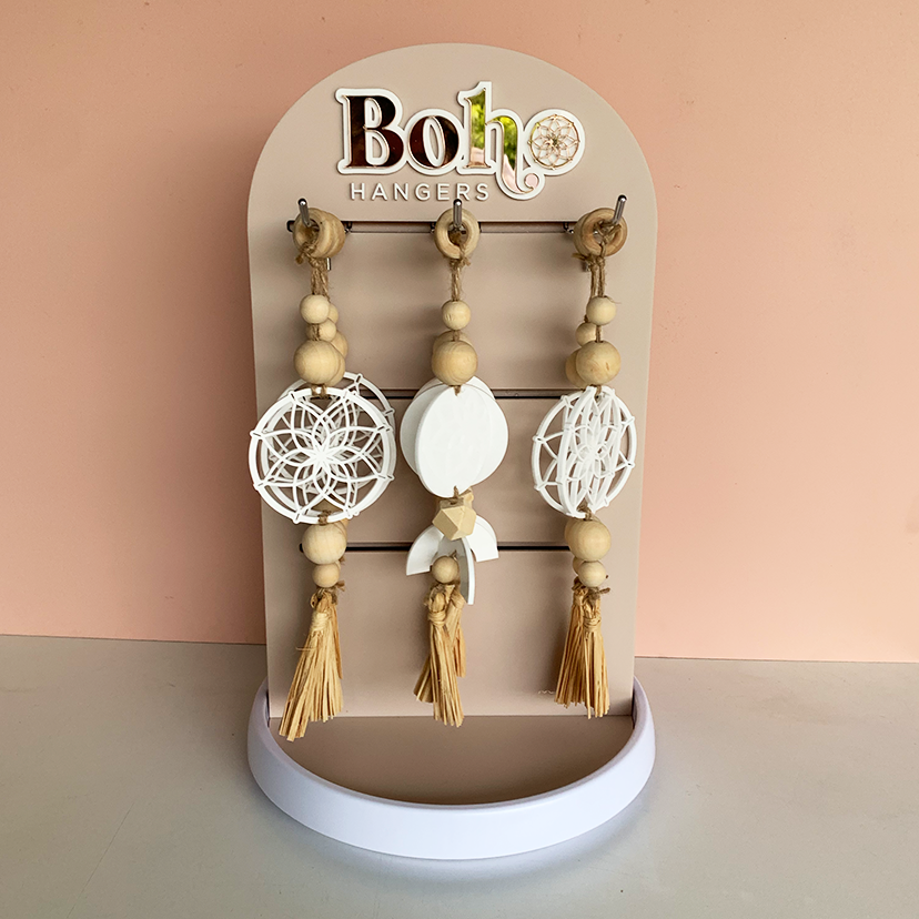Rotating Display Stand with hooks - Timber or Acrylic