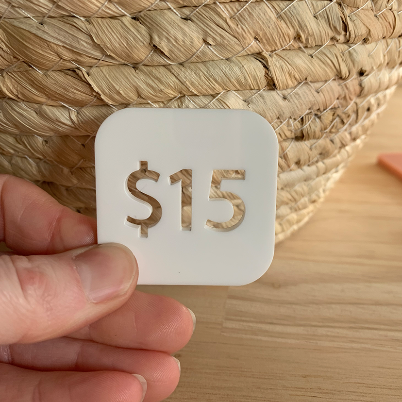 Medium Acrylic Price Tags with Cutout Numbers