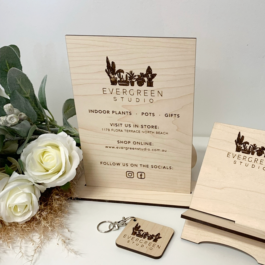 Etched Timber Sign with Base