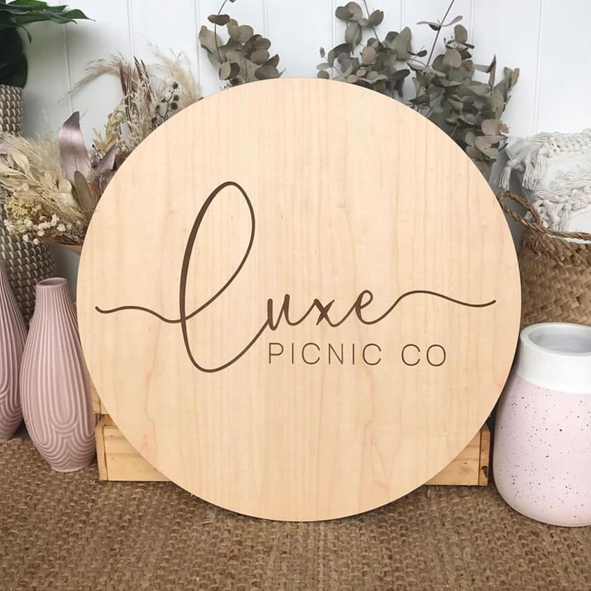 Etched Timber Round Logo Signage