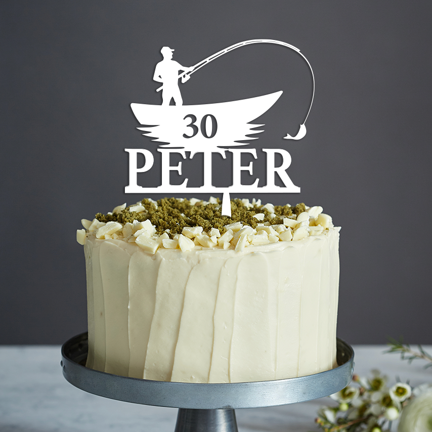 Fishing Cake Topper - Any Text – Inked And Etched