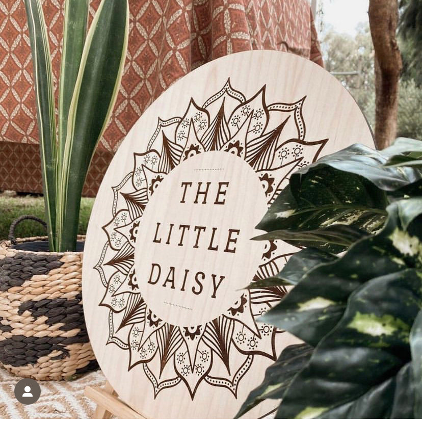 Etched Timber Round Logo Signage