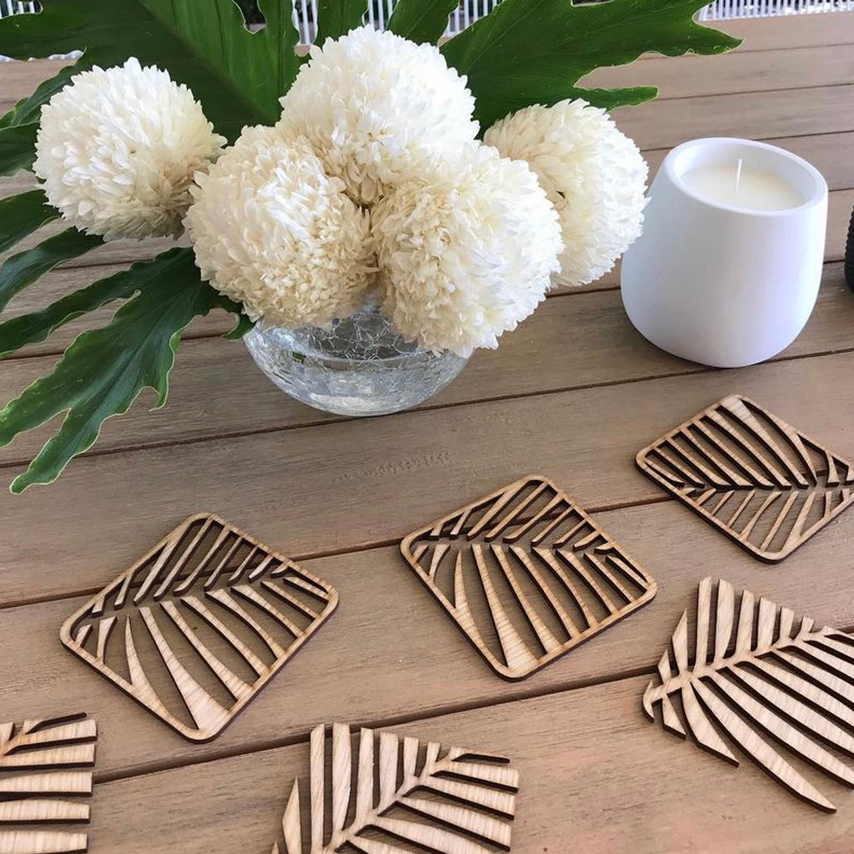 Palm Leaf Puzzle Coasters - 4 Coasters