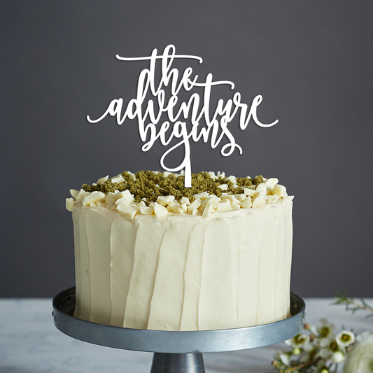 The Adventure Begins Cake Topper - Any Text
