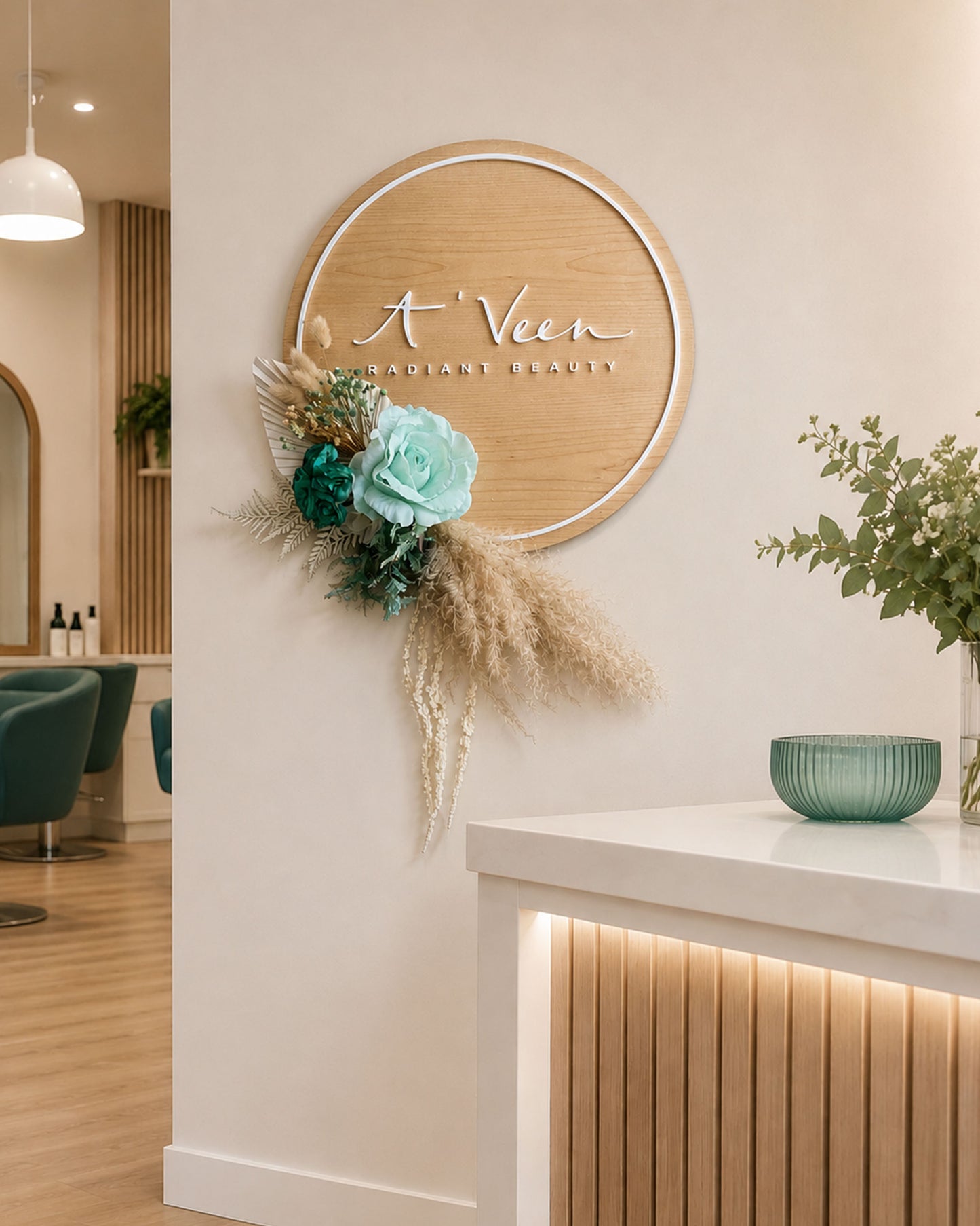 Business Signage with Branded Floral Display