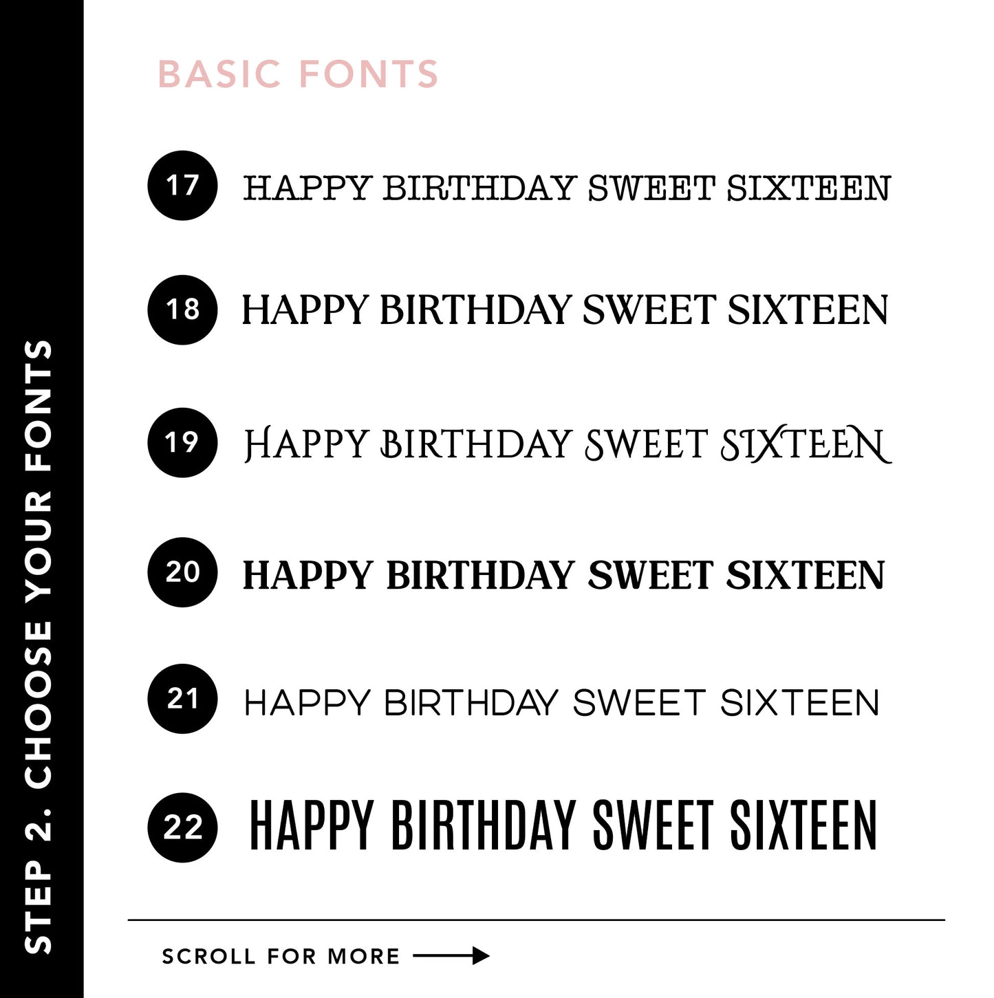 Basic font choices for custom cake topper