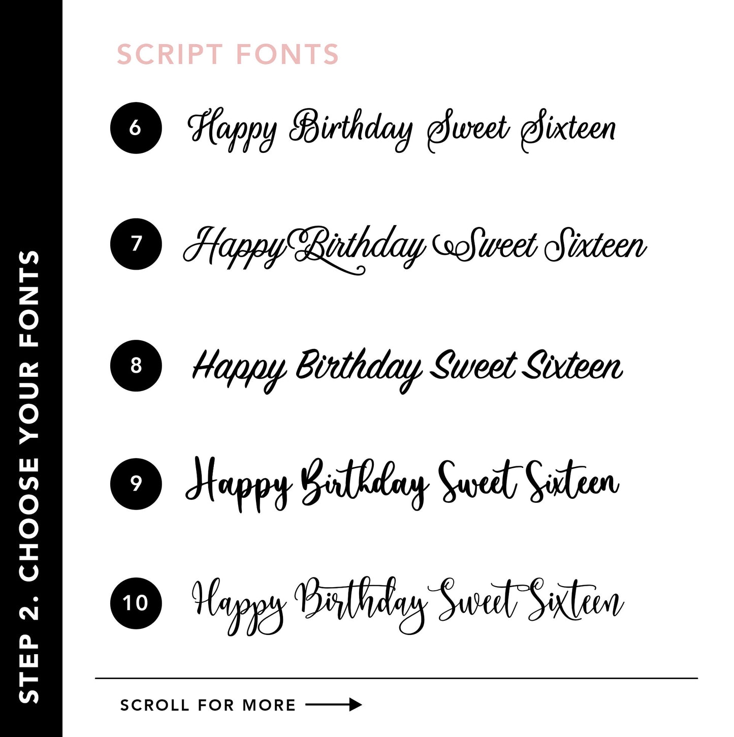 Script font choices for custom cake topper