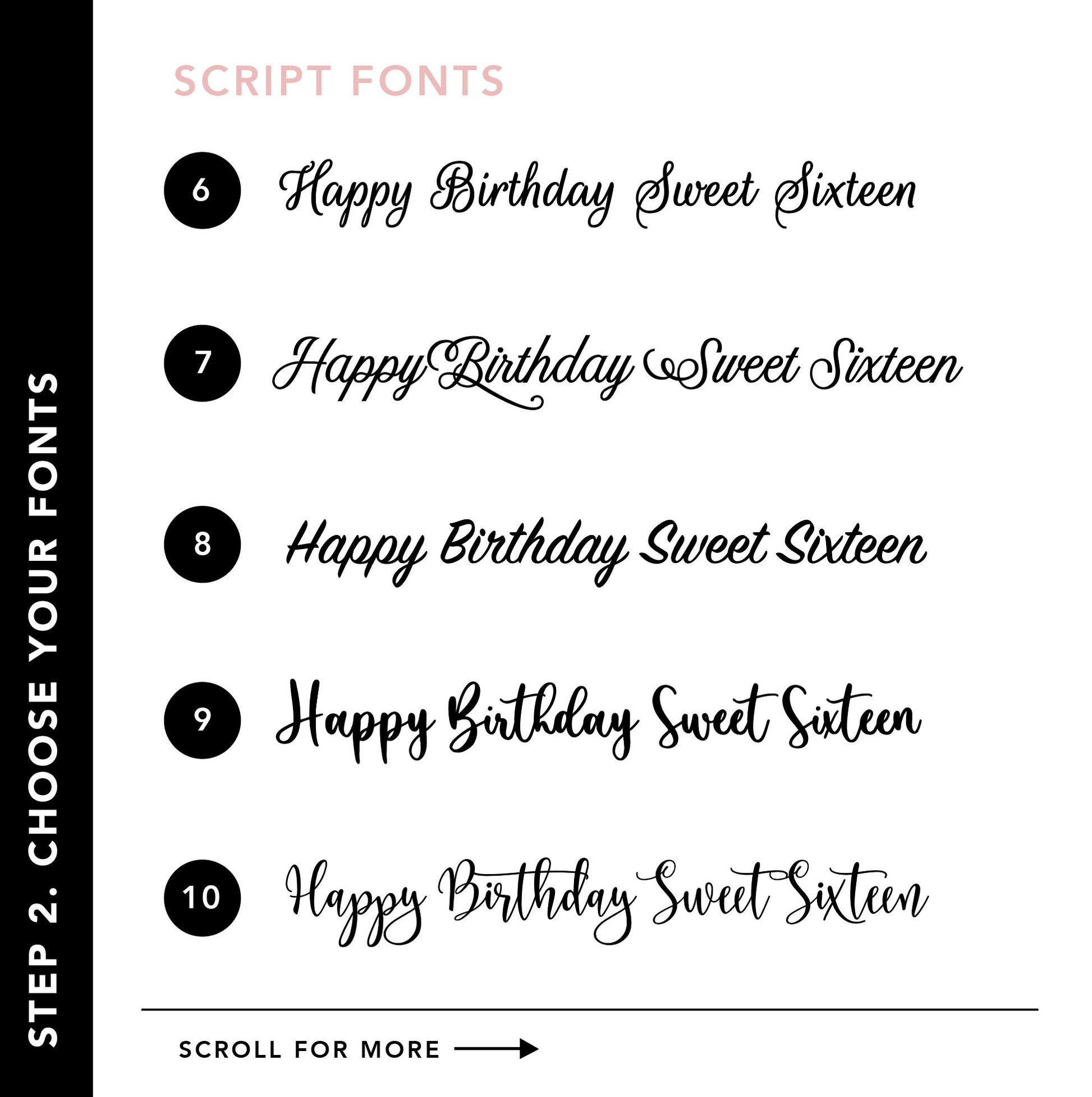 Script font choices for custom cake topper