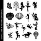 Collection of black silhouette icons on a white background suitable for Custom Girls birthday Cake topper designs