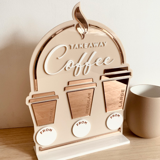 Coffee Size & Price Sign - Coming Soon