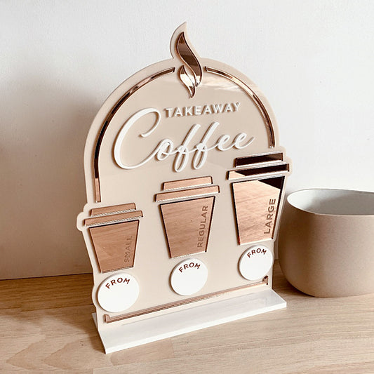 Coffee Size & Price Sign