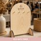 Personalised Rock Maple timber keyring display stand with custom engraved logo and four brass hooks for markets and retail displays.