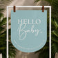 Hello Baby Baby Shower Signage Dusty Blue