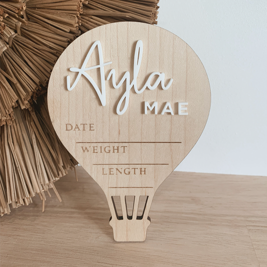 Hot Air Balloon Birth Announcement Plaque