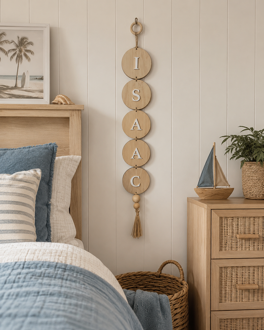 Personalised Name Bedroom Hanger | Coastal Boho