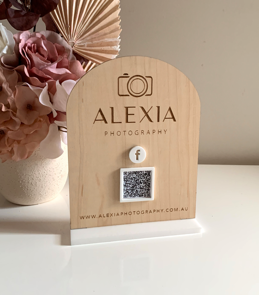 Basic Etched Timber QR Sign