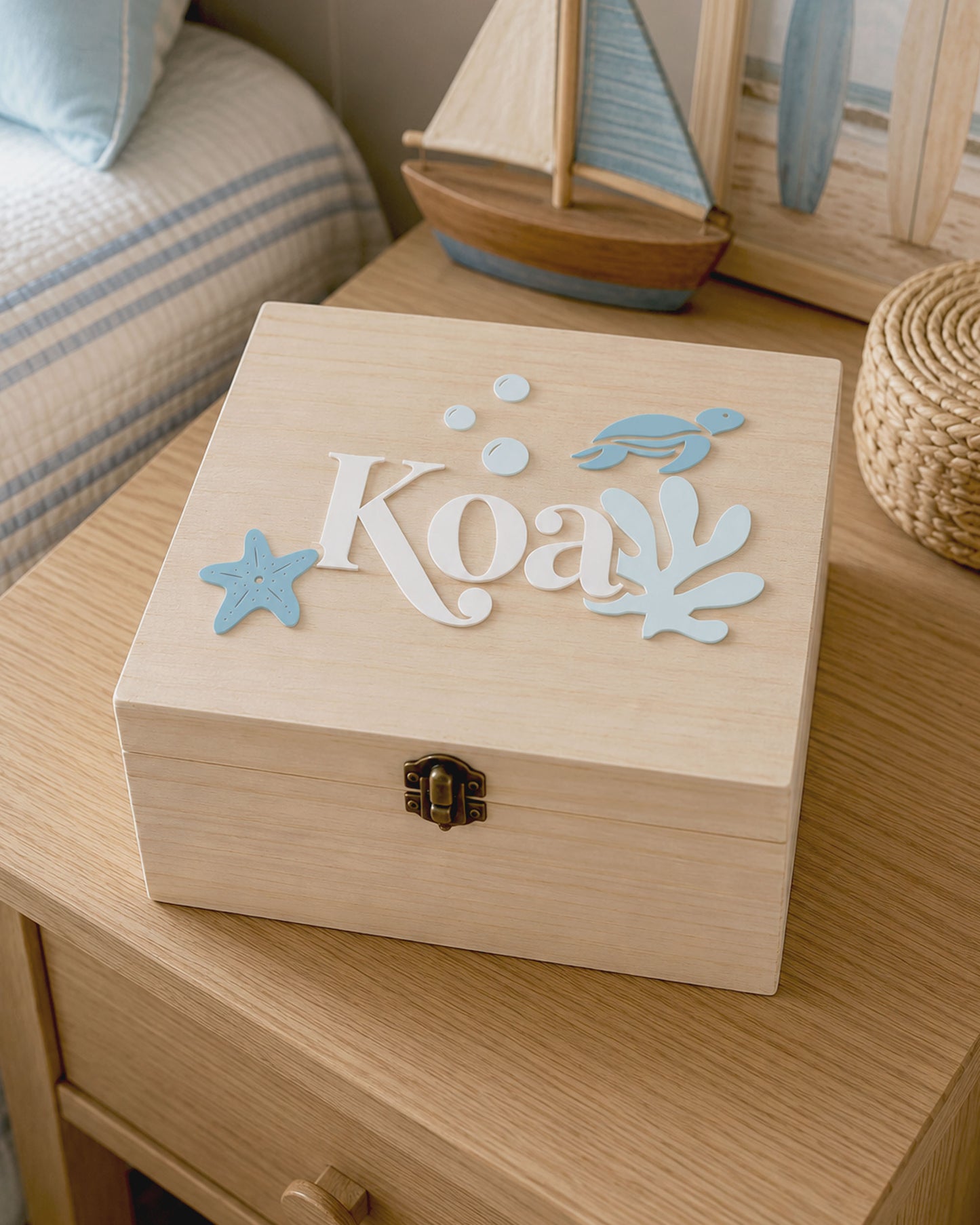 Personalised Ocean Theme Wooden Box