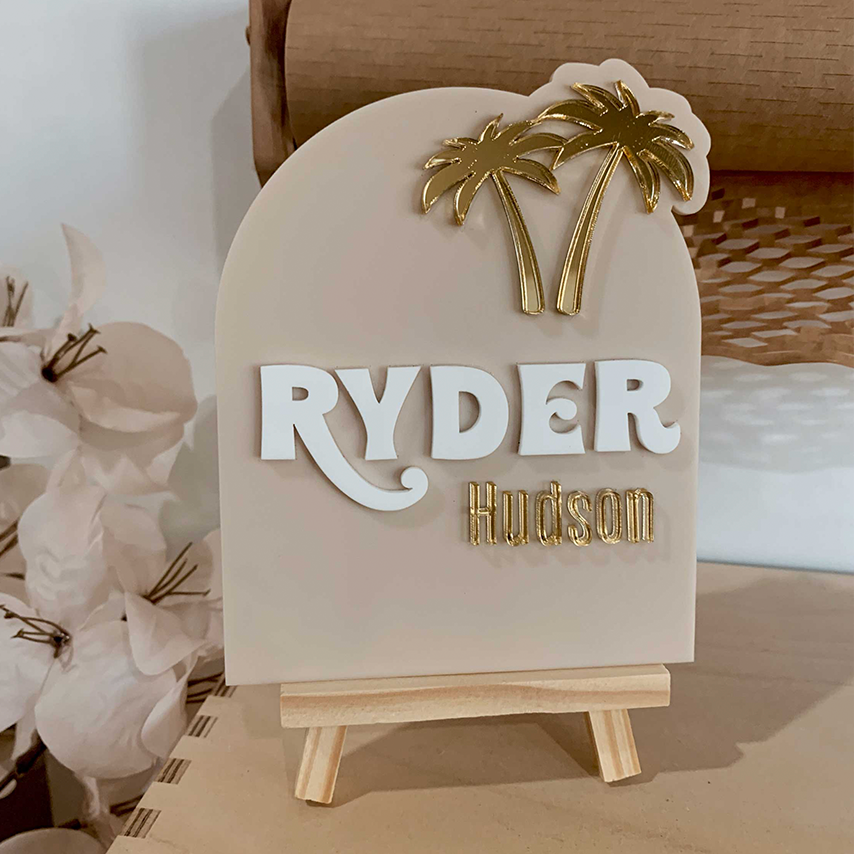 Palm Tree Name Announcement Plaque