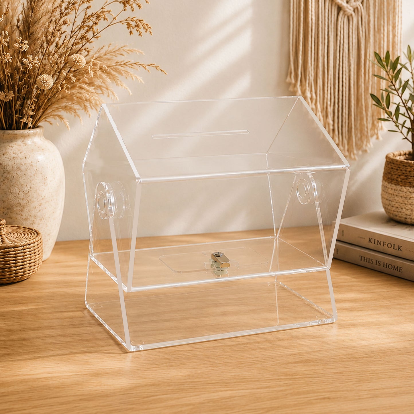 Acrylic Raffle Drum Rotating Barrel Prize Draw Competition Box Fundraiser Event Small Business Promotional Giveaway Ticket Holder Clear