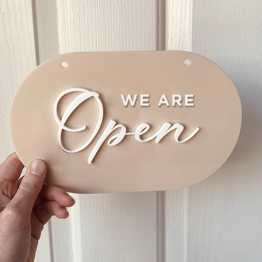 Oval Shaped Open/Closed Signage Text Only -Customisable Font & Colours