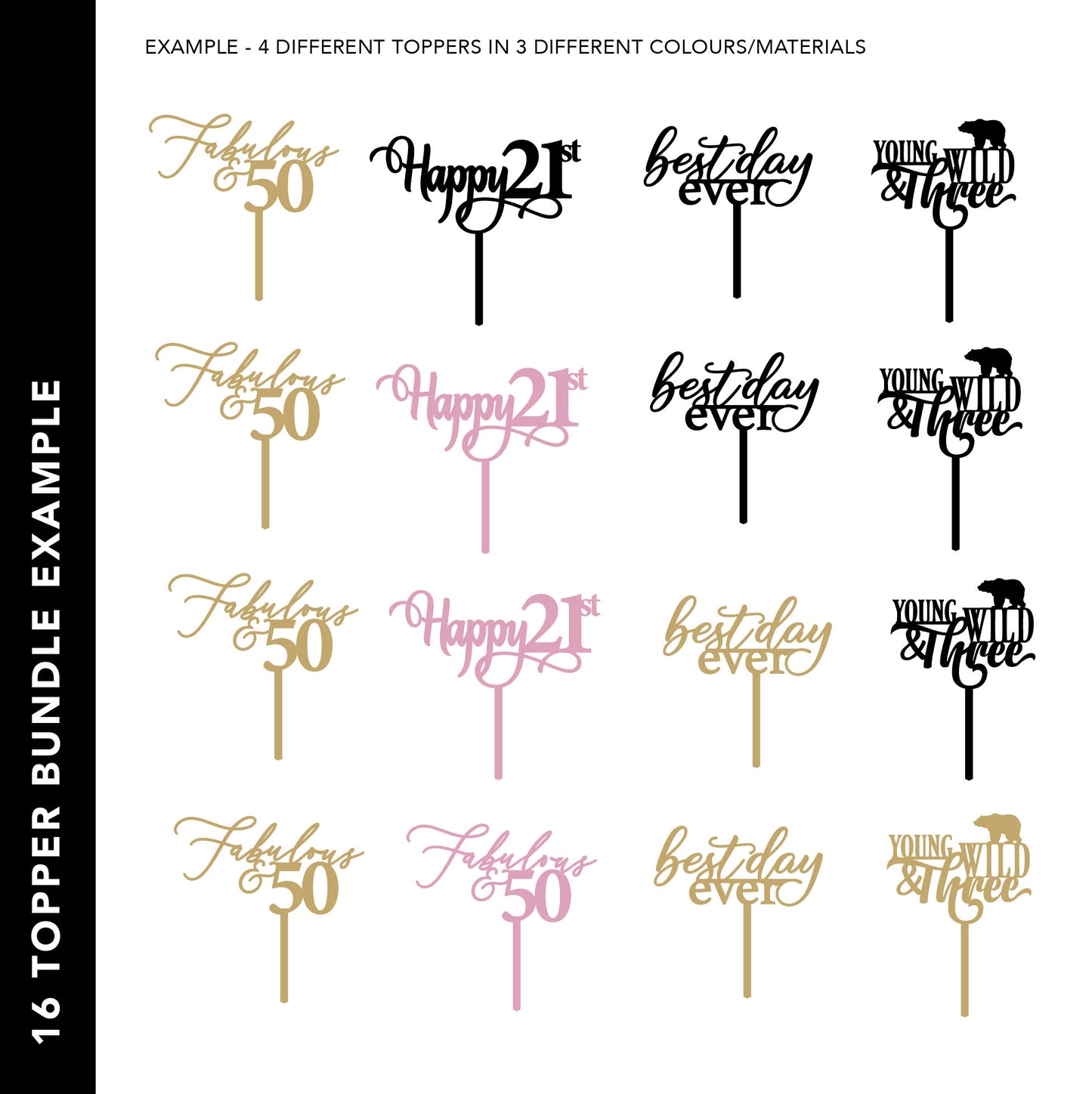 Wholesale Cake Topper Bundle - 16 Toppers