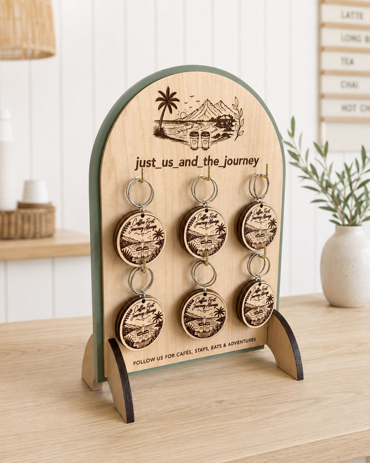 Custom Keyring Display Stand & Wooden Keyring Set