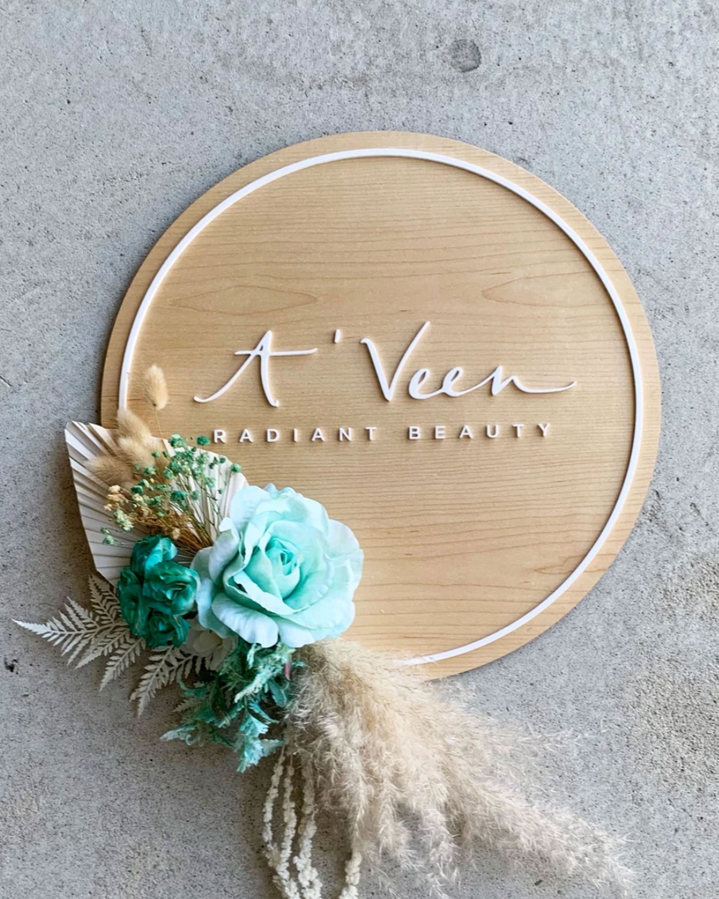 Business Signage with Branded Floral Display