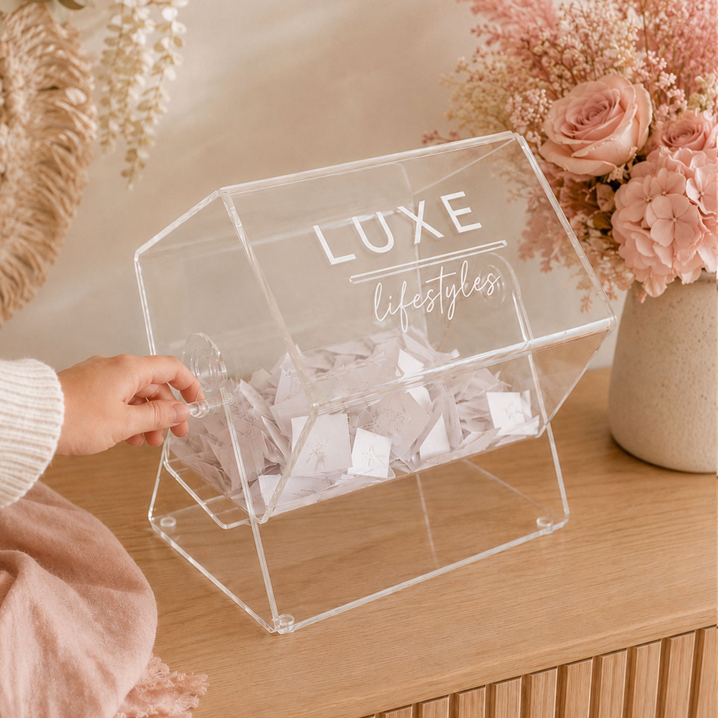 Clear Acrylic Ticket Barrel for Prize Draws, Competitions & Fundraisers
