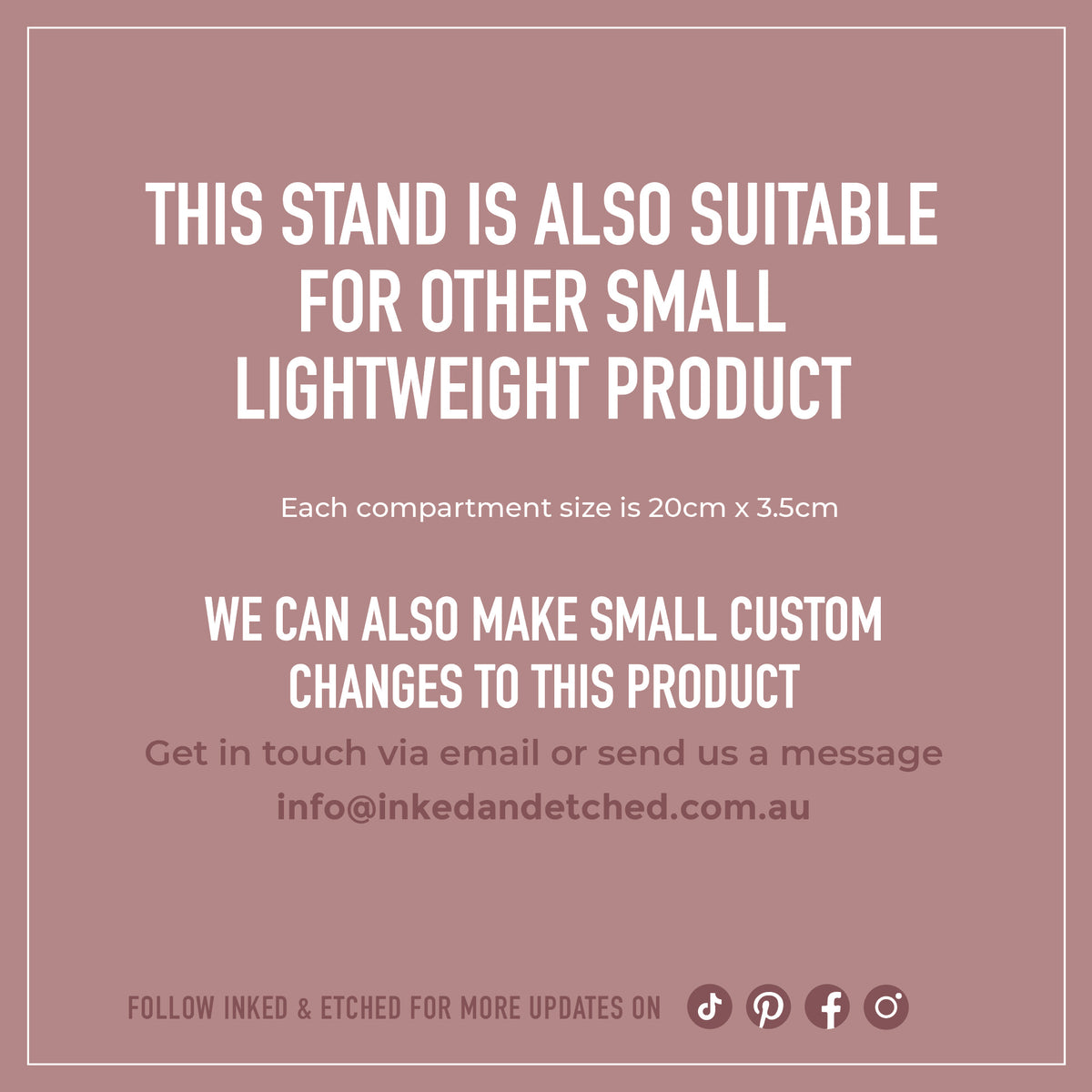 Custom three-tier business card display stand holding six landscape business cards.