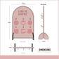 Dimensions of the custom keyring display stand measuring 210mm wide, 300mm high and 118mm deep.
