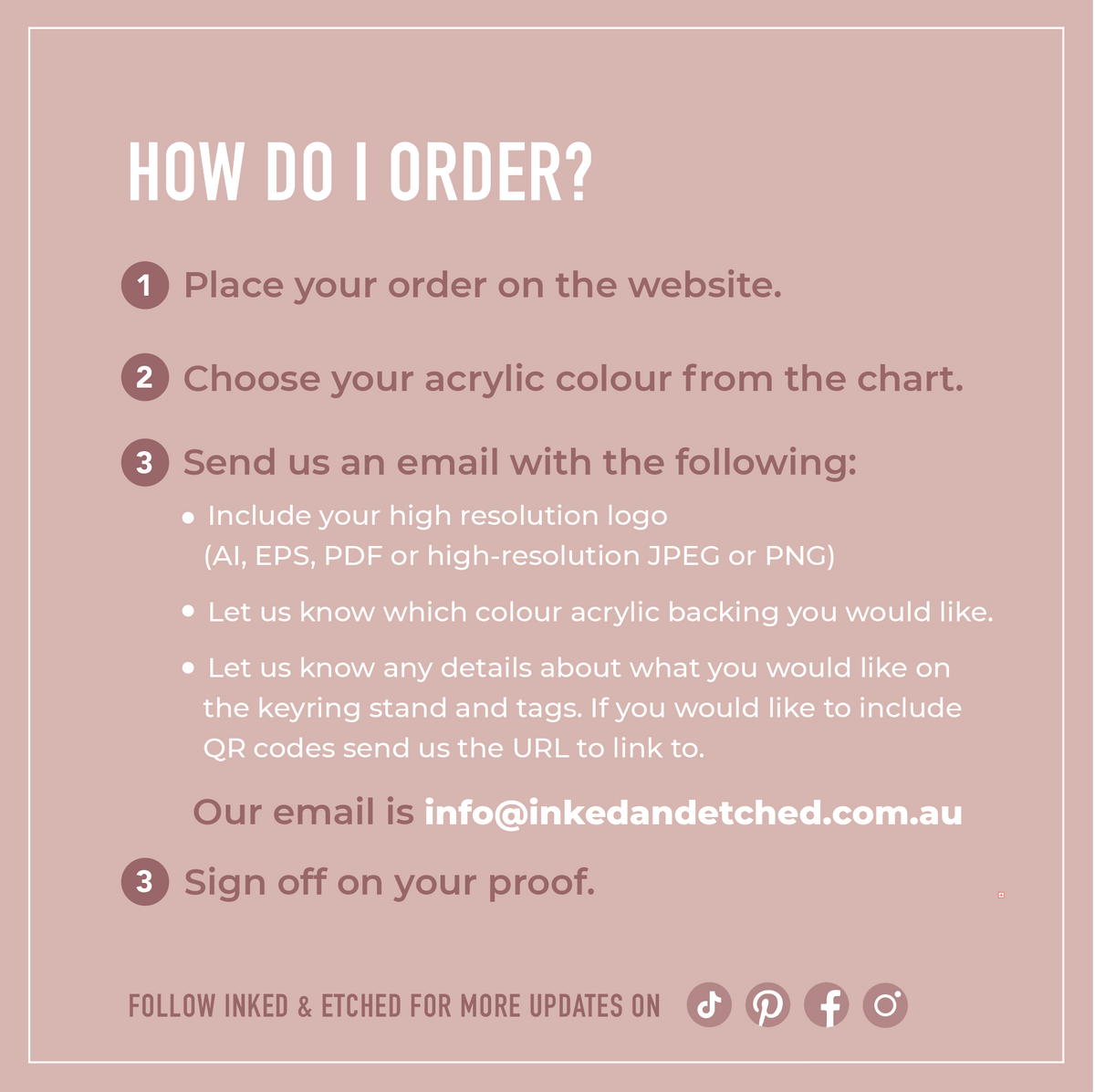 How to order a custom keyring display stand, including colour selection, logo submission and design proof approval.