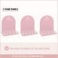 Three stand bundle for custom acrylic makeup display stands with eight product holders and branded arched back panels.