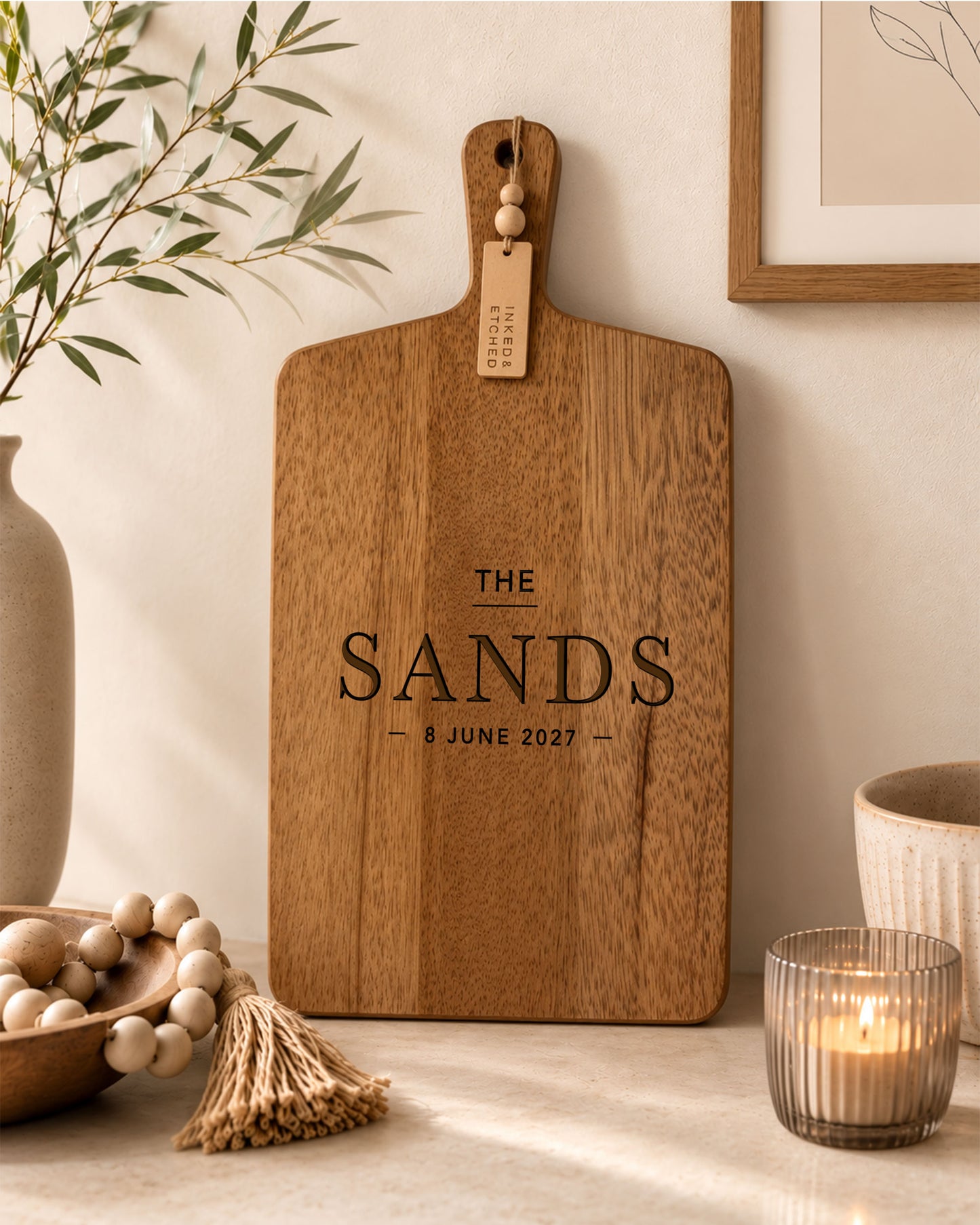 Custom Cutting Board – Personalised Family Name Serving Board | 50cm