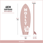 Dimensions of the large wooden surfboard wall decor with hibiscus measuring 60cm high, 20cm wide and 6cm deep including fins.