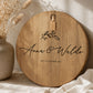 Personalised Wedding Cheeseboard - Botanical Design Round Engraved Serving Board | 40cm