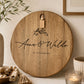 Personalised Wedding Cheeseboard - Botanical Design Round Engraved Serving Board | 40cm
