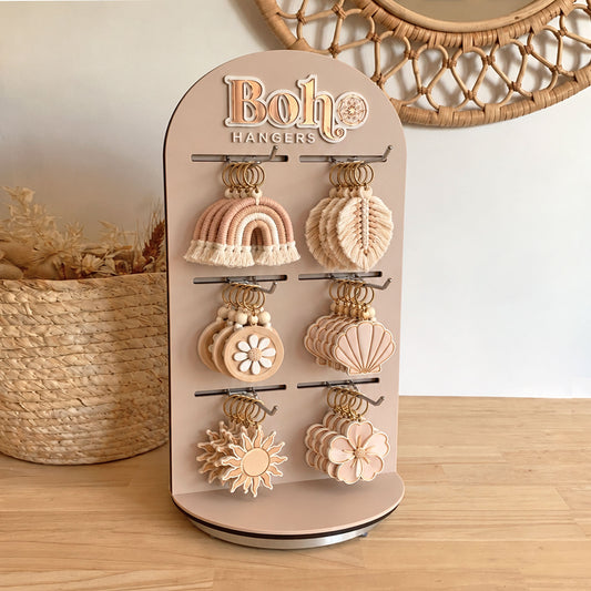 Rotating Display Stand with hooks - Timber or Acrylic