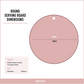 Round golden brown acacia serving board dimensions diagram showing a 400 mm diameter and low-gloss finish.