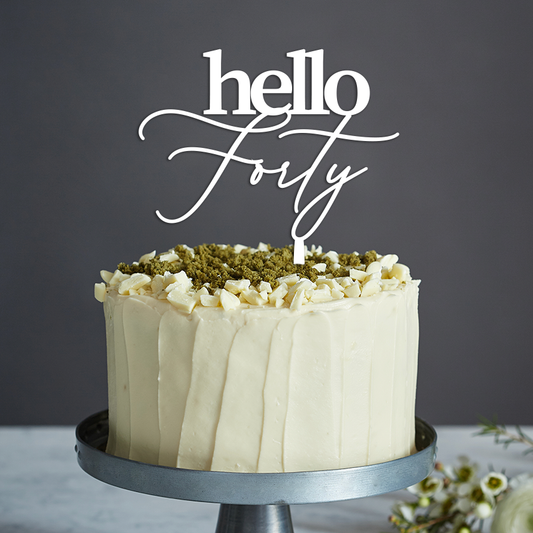 Hello Forty Cake Topper - Any Text
