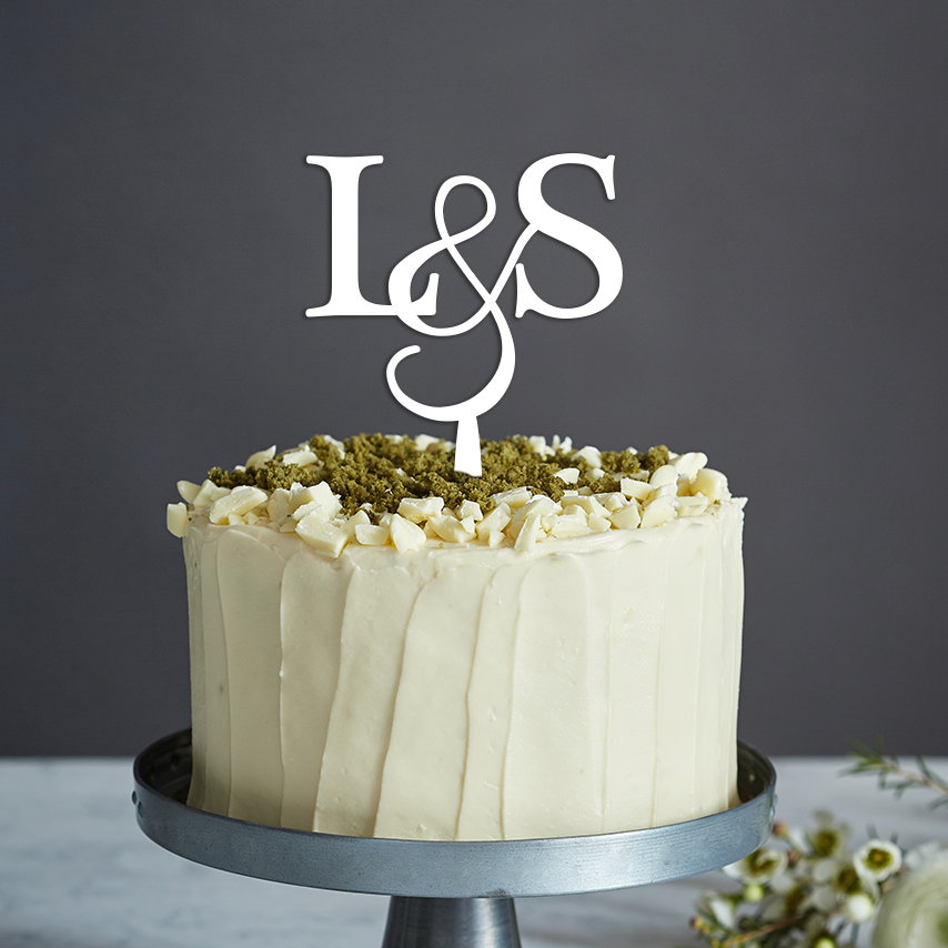 Cake Initals Initials Cake Topper Style 3 - Any Text – Inked And Etched