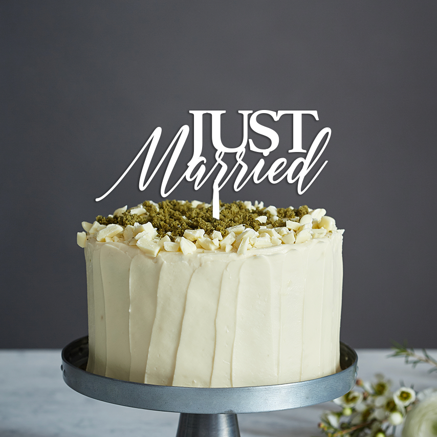 Just Married Cake Topper - Any Text
