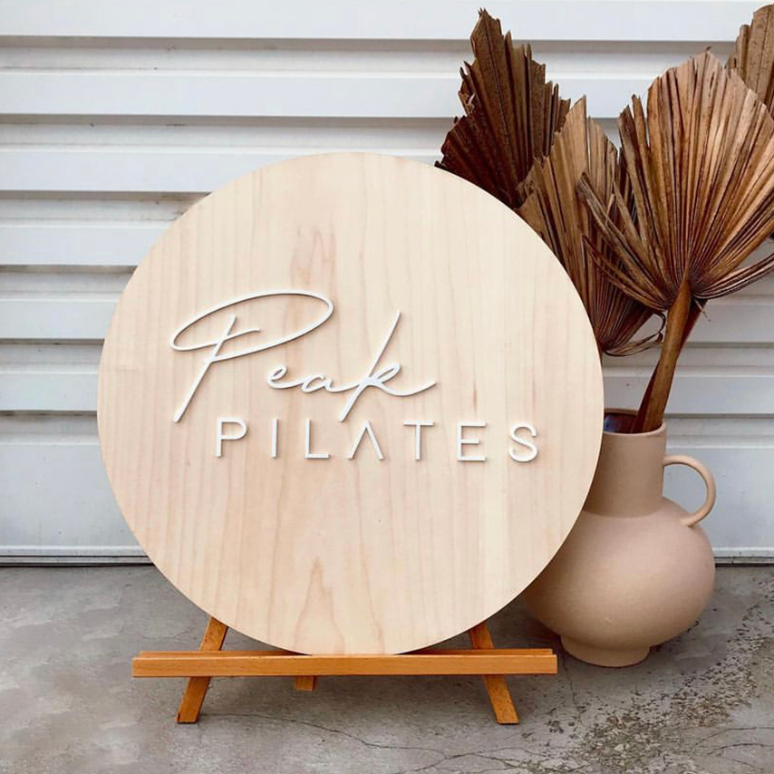 Timber & Acrylic Round Logo Signage – Inked And Etched